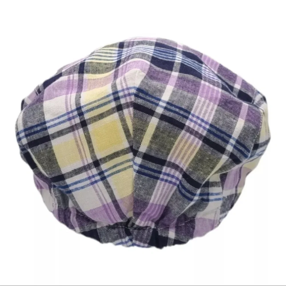 NWT JANIE AND JACK Sz 12-24 M Boys Newsboy Hat Cap Plaid purple,navy and yellow